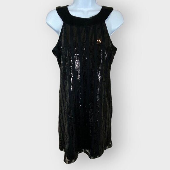 Vtg Y2K Rampage Mini Dress | S | Black Mesh Sequin | Whimsigoth Fairy Grunge - Picture 1 of 8